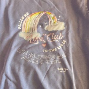 NWT White fox boutique blue love club sweatshirt